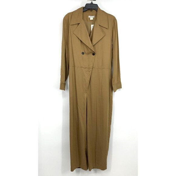 Club Monaco Trench Jumpsuit Brown Straight Leg Crop Tie Waist NWT - Picture 4 of 13